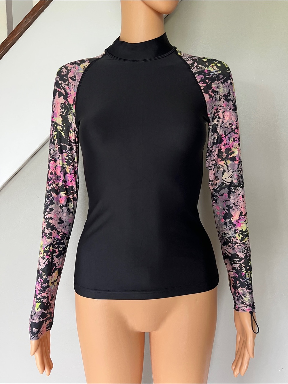 Lululemon Black with Pink Floral Sleeves